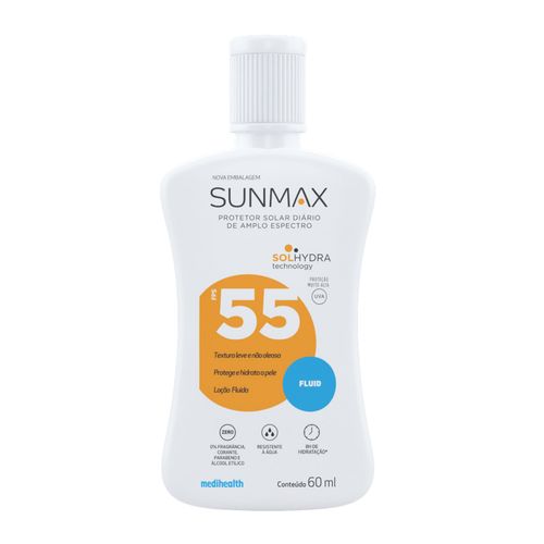 Protetor Solar Facial Sunmax Fps 55 Fluid Toque Seco 60Ml Fluído