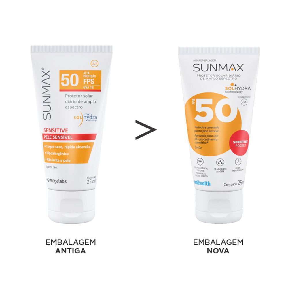 Protetor Solar Facial Sunmax FPS 50 Sensitive 25ml - Drogaria Sao