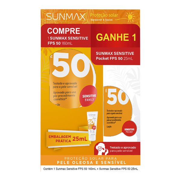 Kit Sunmax Protetor Solar Facial FPS 50 Sensitive 60ml + 160ml