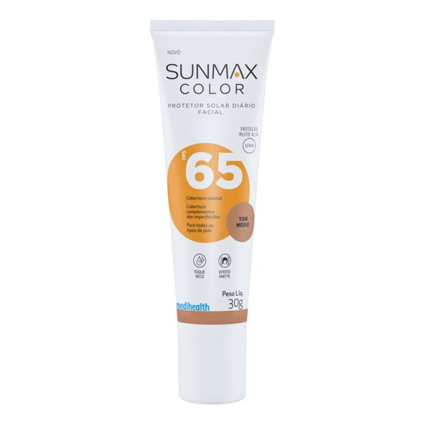 Protetor Solar Facial Sunmax Toque Seco FPS 65 Color Médio 30g