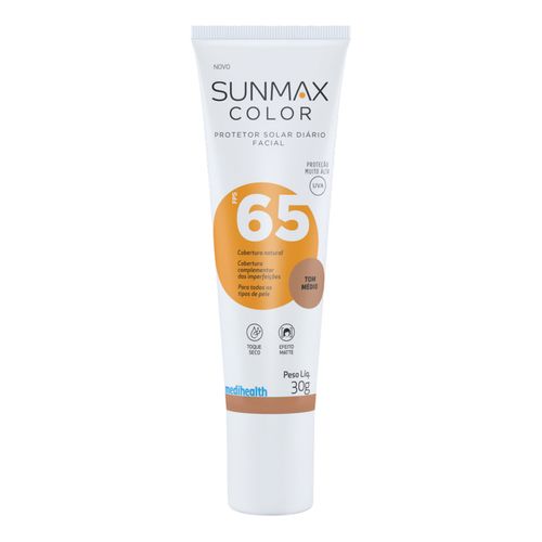 Protetor Solar Facial Sunmax Toque Seco Fps 65 Color Médio 30G