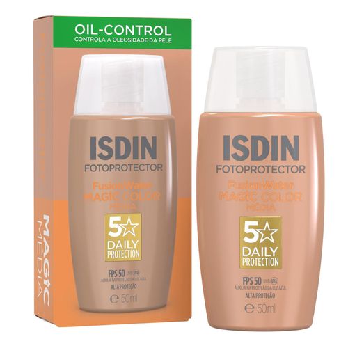 Protetor Solar Facial Isdin Fps 50 Fusion Water 5 Stars Cor Média 50Ml