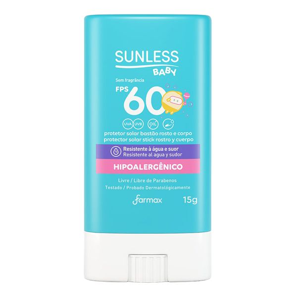 Protetor Solar Infantil Facial Sunless FPS 60 Baby 15g Bastão