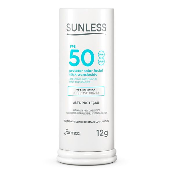 Protetor Solar Facial Sunless FPS 50 Translúcido 12g Stick