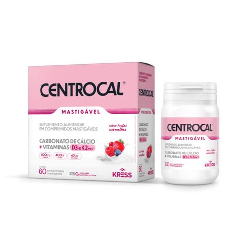 Centrocal Suplemento Alimentar Cálcio + Vitaminas D3 e K2 Frutas Vermelhas Kress 60cpr