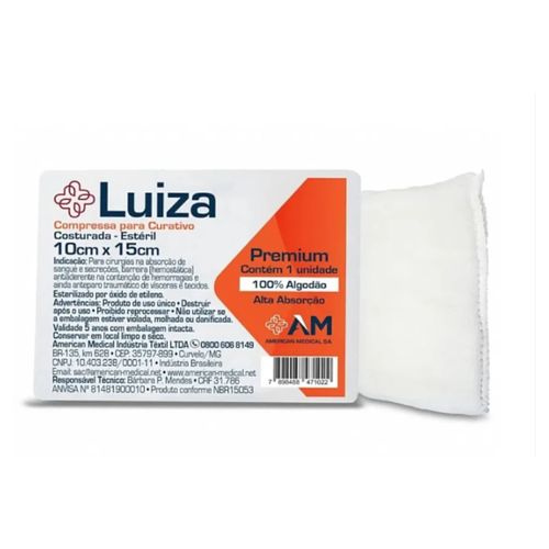 Compressa Curativo Algodonado Campo Cirúrgico 15x30cm Estéril Luiza - AMED
