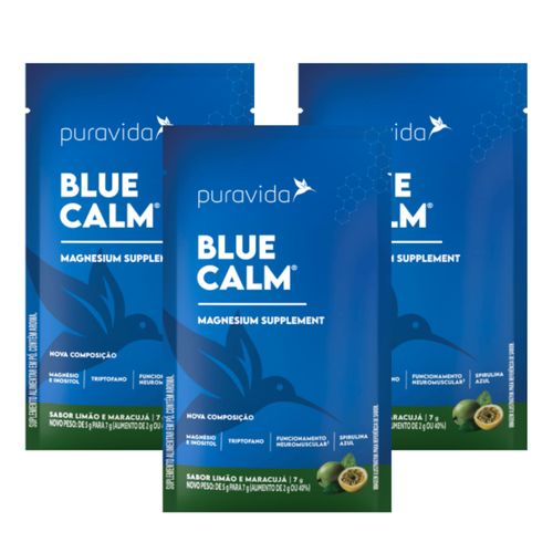 Kit 3 Blue Calm Sachê De 7g Limão e Maracujá Puravida Kit 3 Blue Calm Sachê De 7g Limão e Maracujá Puravida