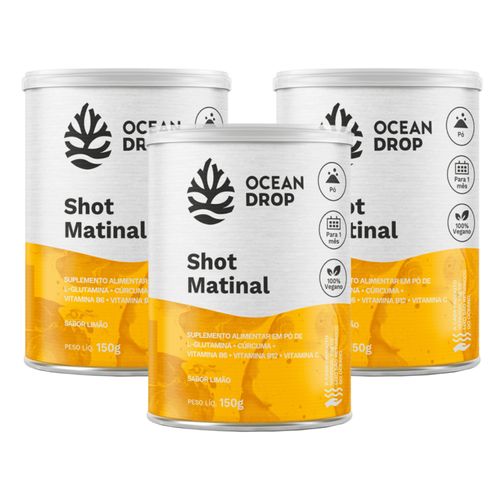 NOVO Kit 3 Un SHOT MATINAL EM PO 30 DOSES 150G OCEAN DROP