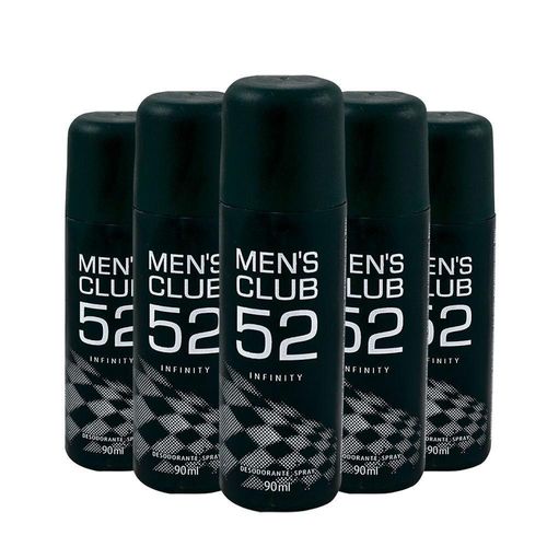 Kit c/5 Unidades de Desodorante Spray Mens Club 52 90ml Infinity