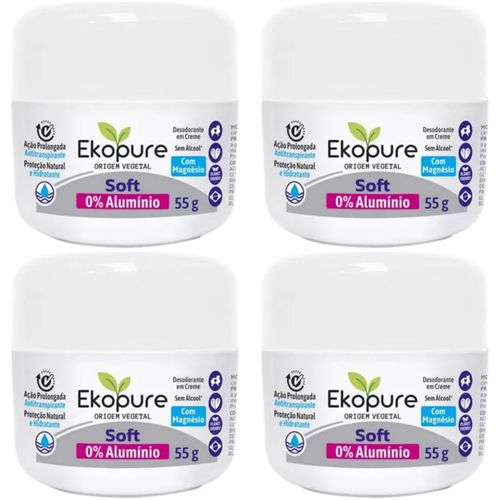Kit c/4 Unidades de Desodorante Creme Ekopure 55g Soft