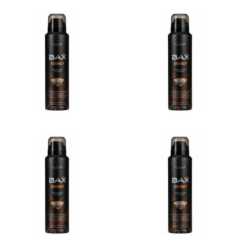 Kit c/4 Unidades de Desodorante Aerosol Bax 150ml Energy Men