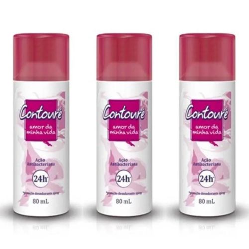 Kit c/3 Unidades de Desodorante Spray Contoure 80ml Amor Vida Kit c/3 Unidades de Desodorante Spray Contoure 80ml Amor Vida