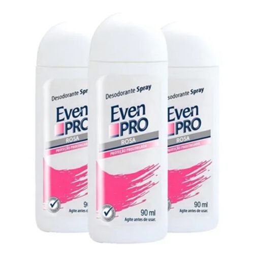 Kit c/3 Unidades de Desodorante Spray Even Pro Rosa 90ml