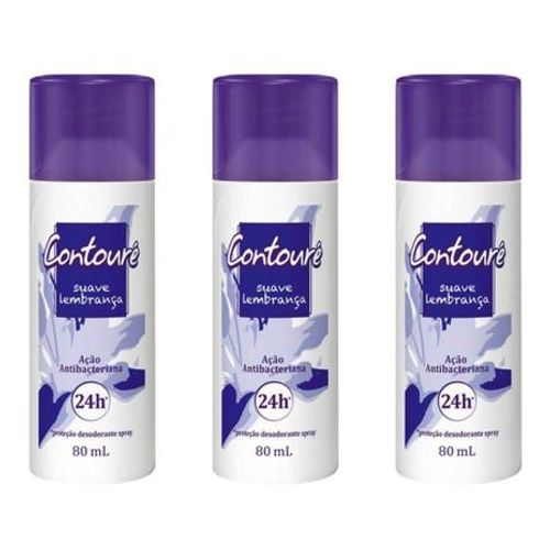 Kit c/3 Unidades de Desodorante Spray Contoure 80ml Lembranças Kit c/3 Unidades de Desodorante Spray Contoure 80ml Lembranças