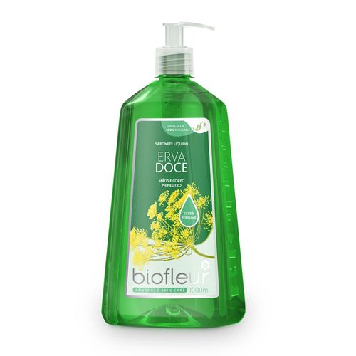 Kit c/9 Biofleur Sabonete Líquido 1L Hid. Erva Doce