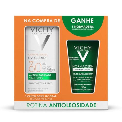 Vichy Uv-Clear Protetor Solar Fps60 Sem Cor + Normaderm Gel de Limpeza Profunda 50g Vichy Uv-Clear Protetor Solar Fps60 Sem Cor + Normaderm Gel de Limpeza Profunda 50g