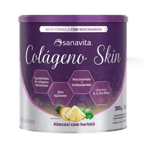 Colágeno Skin Abacaxi com Hortelã com Niacinamida Sanavita 300g Colágeno Skin Abacaxi com Hortelã com Niacinamida Sanavita 300g