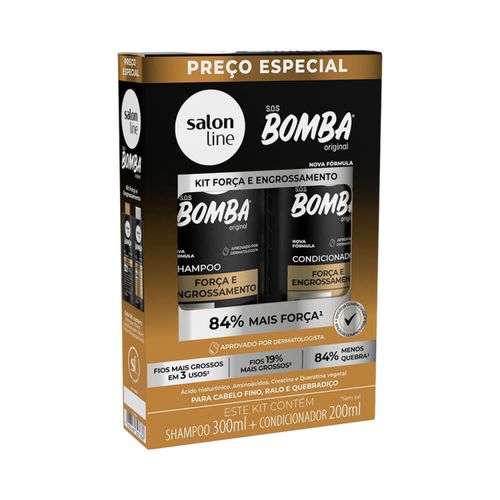 Kit Bomba Salon Line Shampoo 300ml + Condicionador 200ml Força E Engrossamento