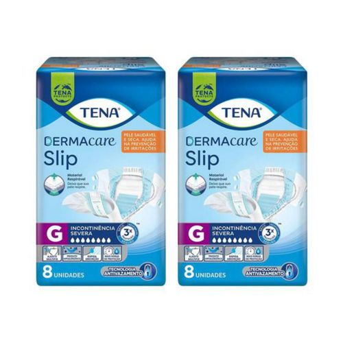 Kit 2 Fraldas geriátrica Tena Dermacare Slip tam. G com 8 unidades cada Kit 2 Fraldas geriátrica Tena Dermacare Slip tam. G com 8 unidades cada