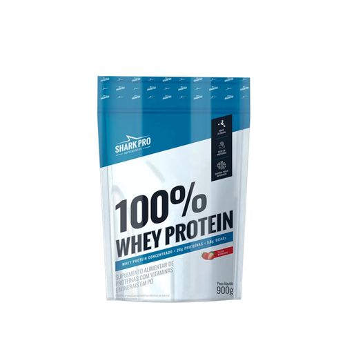 100% Whey Protein Pouch 900g Morango - Sharkpro Suplementos