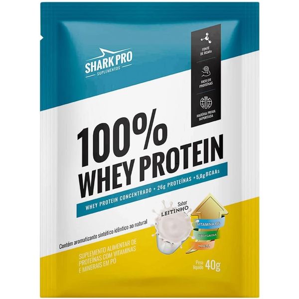 100% Whey Protein Pouch sachê 40g Leitinho- Sharkpro Suplementos