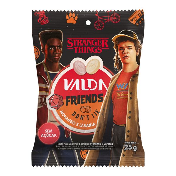 Pastilhas Valda Friends Stranger Things Morango e Laranja 25g