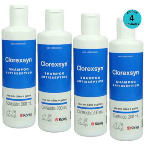 Kit Shampoo Antisséptico Clorexsyn König 200ml C/ 4 unidades
