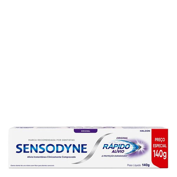 Pasta de Dente Sensodyne Rápido Alívio & Proteção Duradoura em 60 Segundos 140g Pasta de Dente Sensodyne Rápido Alívio & Proteção Duradoura Original 140g