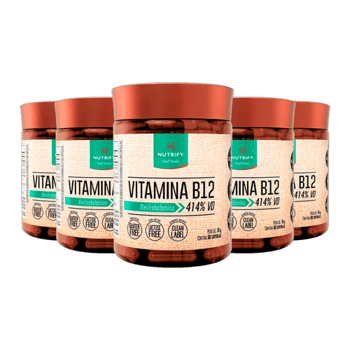 Kit com 5 potes de Vitaminas B12 60 Cápsulas