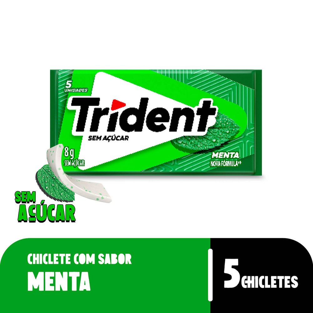 Chiclete Trident Menta Sem Açúcar 8g 5 Unidades - Drogaria Sao Paulo