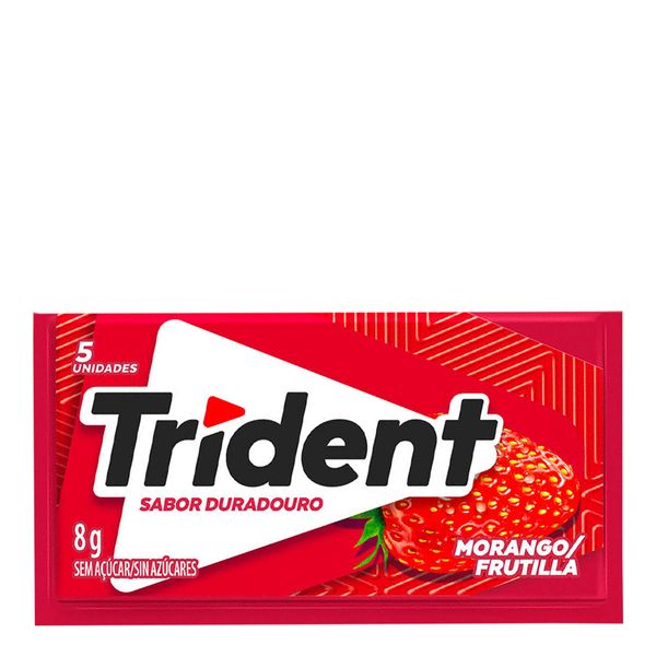 Chiclete Trident Morango Sem Açúcar 8g 5 Unidades