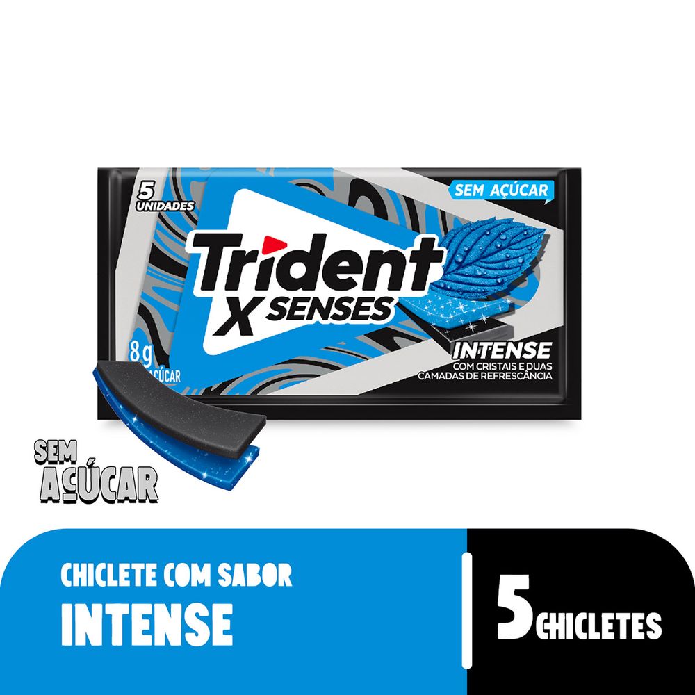 Chiclete Trident XSenses Intense Sem Açúcar 8g 5 Unidades
