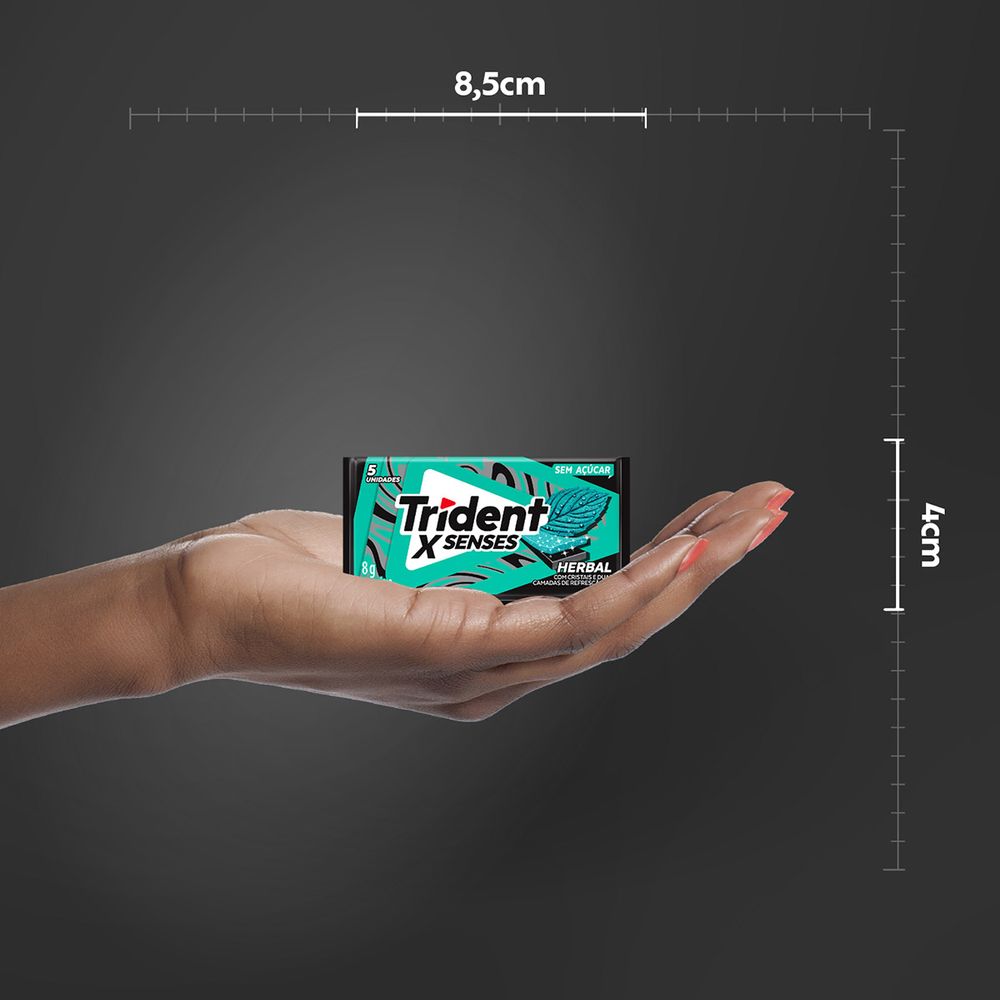 Chiclete Trident XSenses Herbal Sem Açúcar 8g 5 Unidades