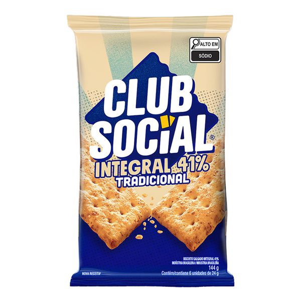 Biscoito Salgado Club Social Integral Tradicional 144g