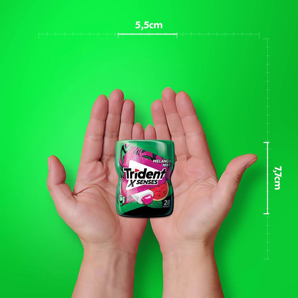 Chiclete Trident XSenses Melancia Mint Sem Açúcar Garrafa 54g