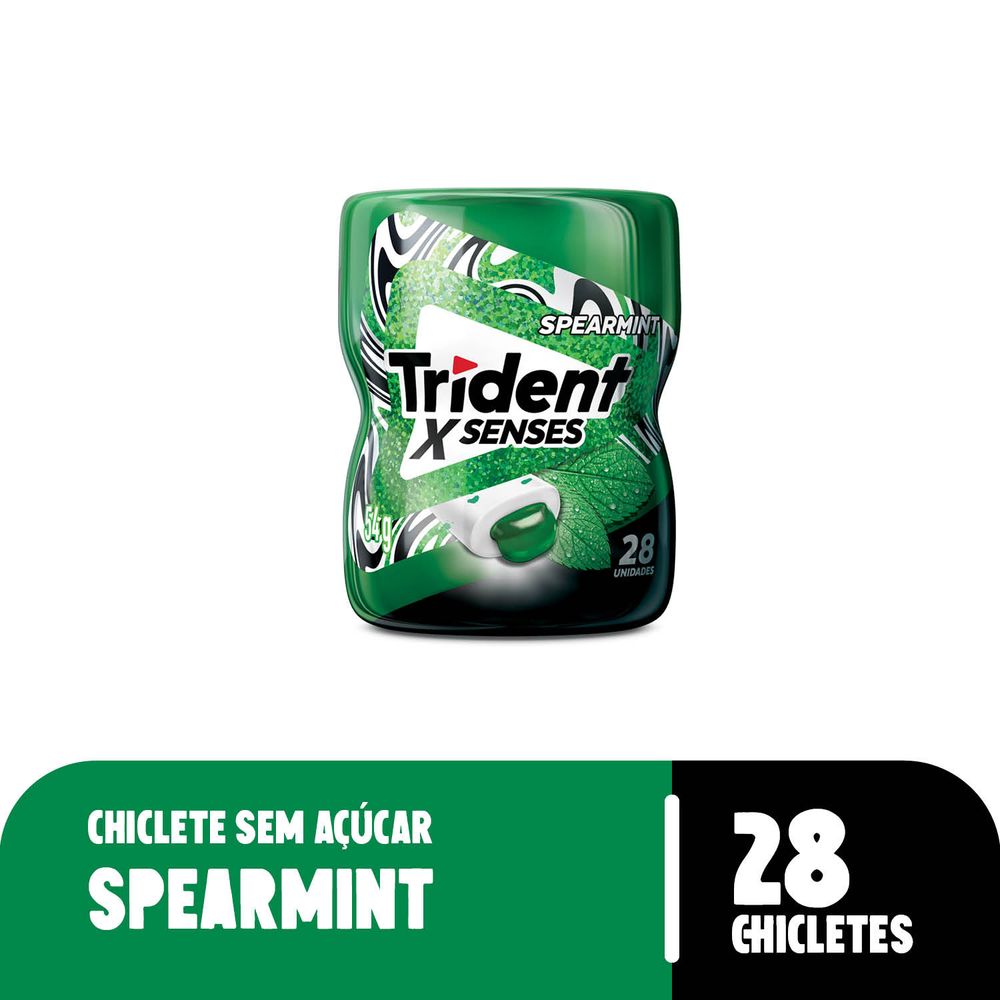 Chiclete Trident XSenses Spearmint Sem Açúcar Garrafa 54g