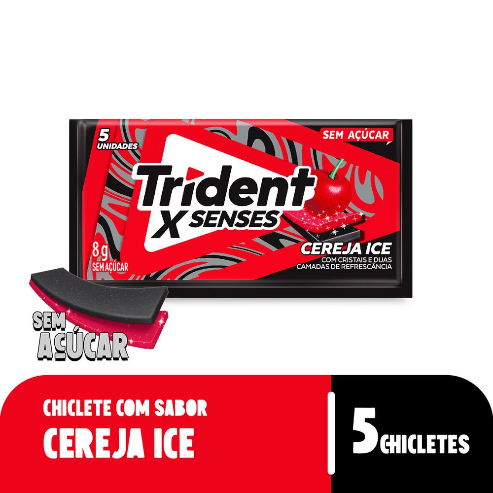Chiclete Trident XSenses Cereja Sem Açúcar 8g 5 Unidades