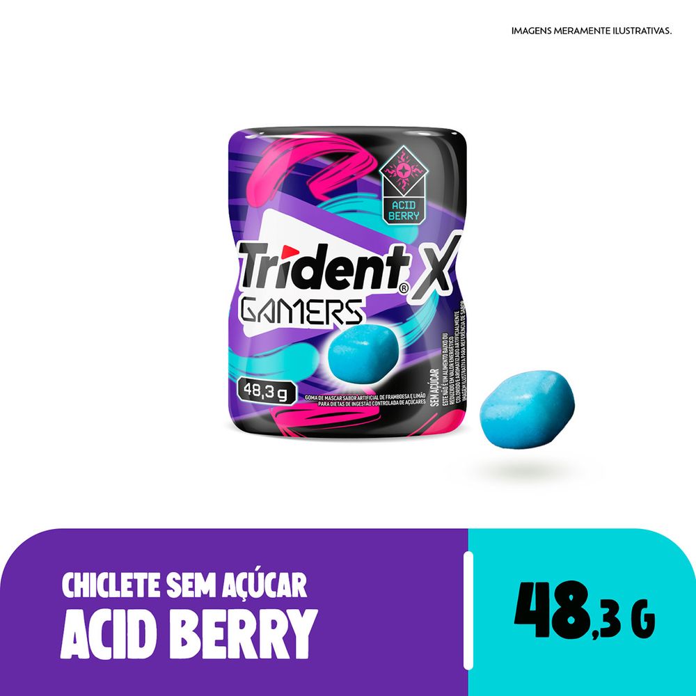 Chiclete Trident X Acid Berry sem Açúcar 48,3g - Drogaria Sao Paulo