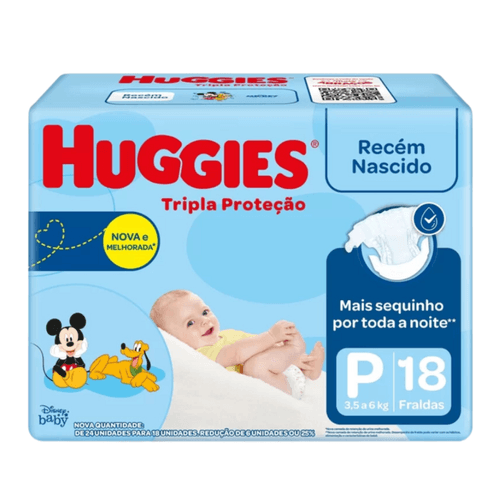 Kit 2 Fraldas Huggies Tripla Proteção Jumbinho P 18 unidades cada
