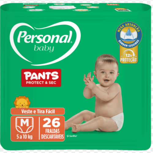 Fralda Personal Baby Prot& Sec Pants M c/26 Unidades