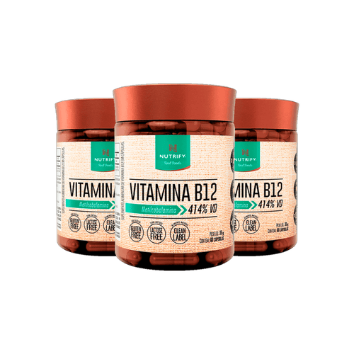Kit com 3 potes de Vitaminas B12 60 cápsulas Kit com 3 potes de Vitaminas B12 60 cápsulas