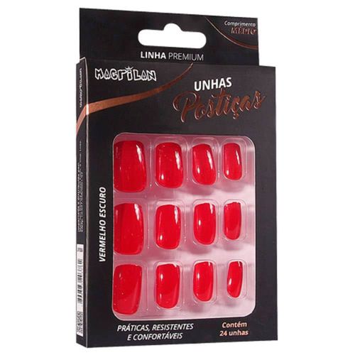 Unhas Macrilan Up308A Vermelho Escuro Média