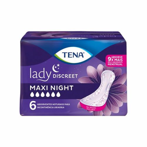 Kit c/9 Absorvente Tena Lady Discreet Maxi Night c/6 Unidades