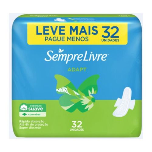 Kit c/9 Absorvente Sempre Livre Conforto Noturno Cobertura Seca Com Abas 32 unidades