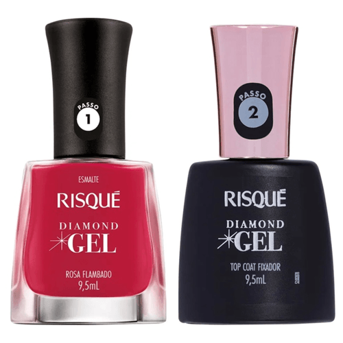 Kit Esmalte Risque Diamond Gel Rosa Flambado + Fixador Top Coat Kit Esmalte Risque Diamond Gel Rosa Flambado + Fixador Top Coat
