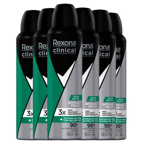 Kit c/6 Unidades de Desodorante Rexona Clinical Men Aerosol Intense Fresh 150ml Kit c/6 Unidades de Desodorante Rexona Clinical Men Aerosol Intense Fresh 150ml