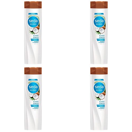 Kit c/4 Unidades de Shampoo Seda Recarga Natural Bomba Coco 325ml