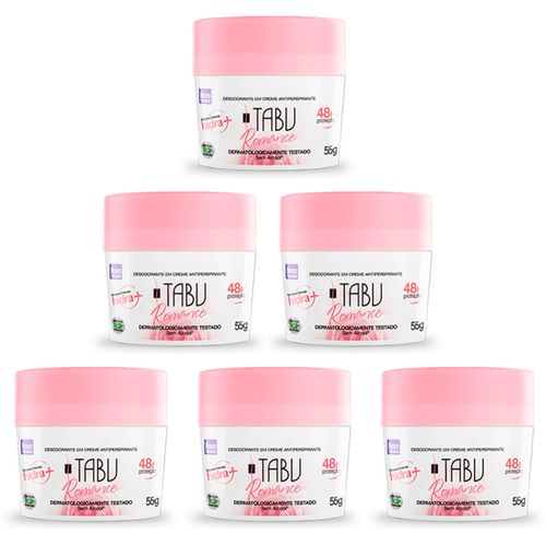 Kit c/6 Unidades de Desodorante Creme Tabu 55g Romance
