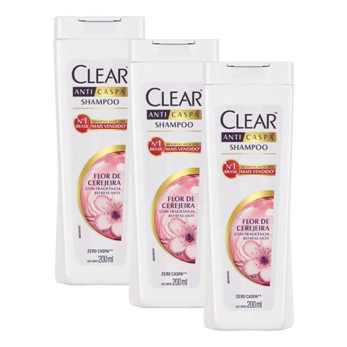 Kit c/3 Unidades de Shampoo Clear Anticaspa Flor de Cerejeira 200ml