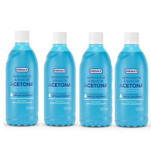 Kit c/4 Unidades de Removedor Farmax com Acetona 500ml Kit c/4 Unidades de Removedor Farmax com Acetona 500ml